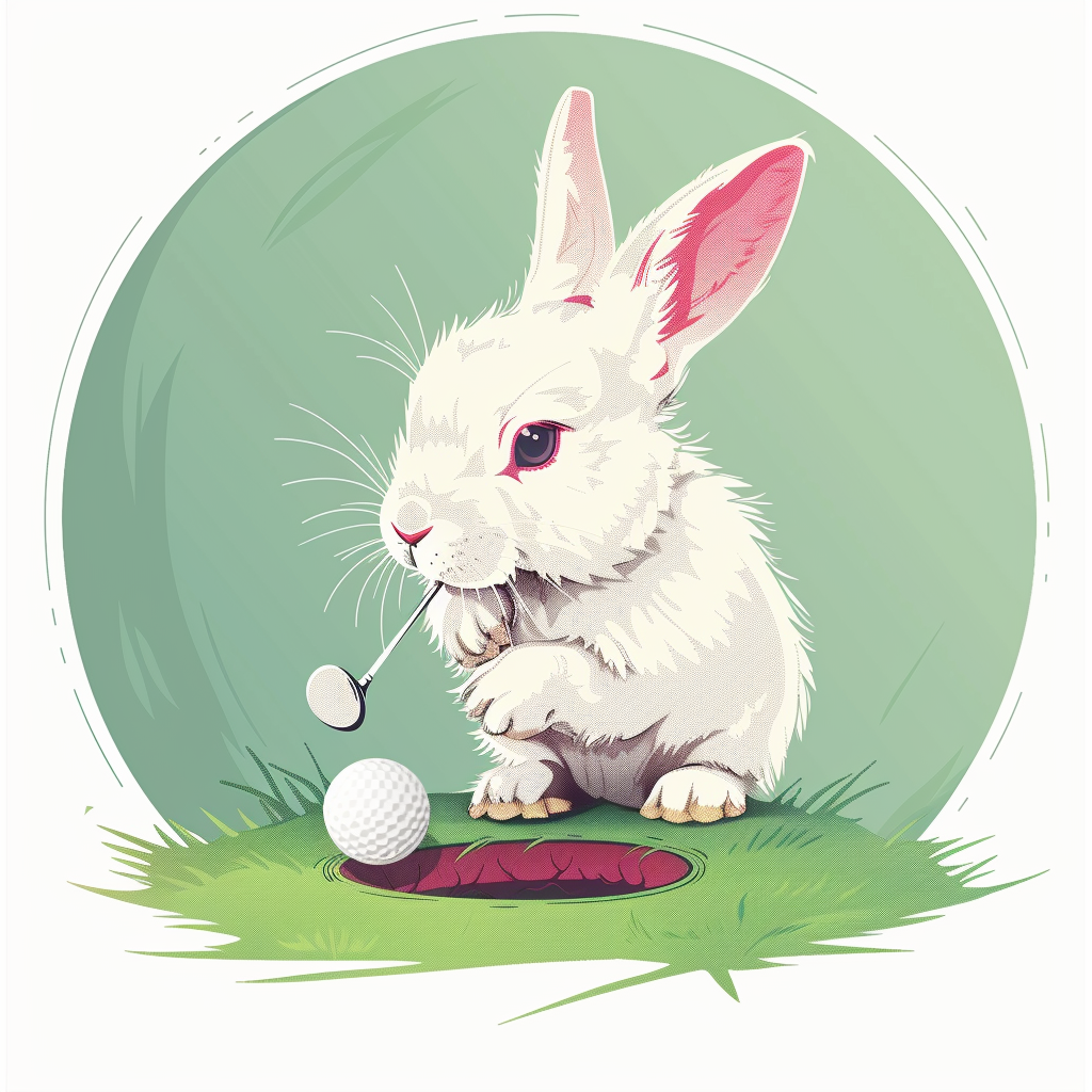 Bunny Rabbit Putting Golf Ball Hole