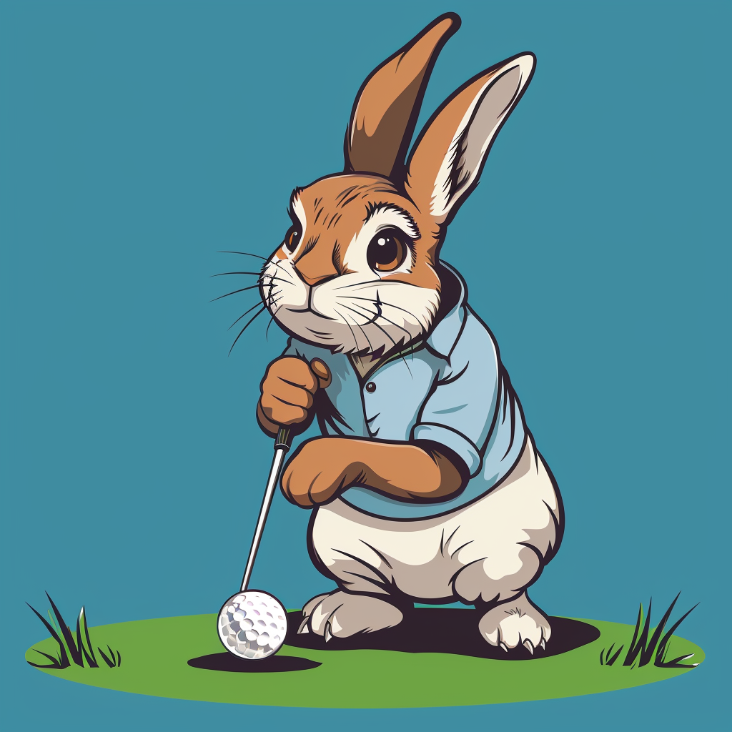 Bunny rabbit putting golf ball logo