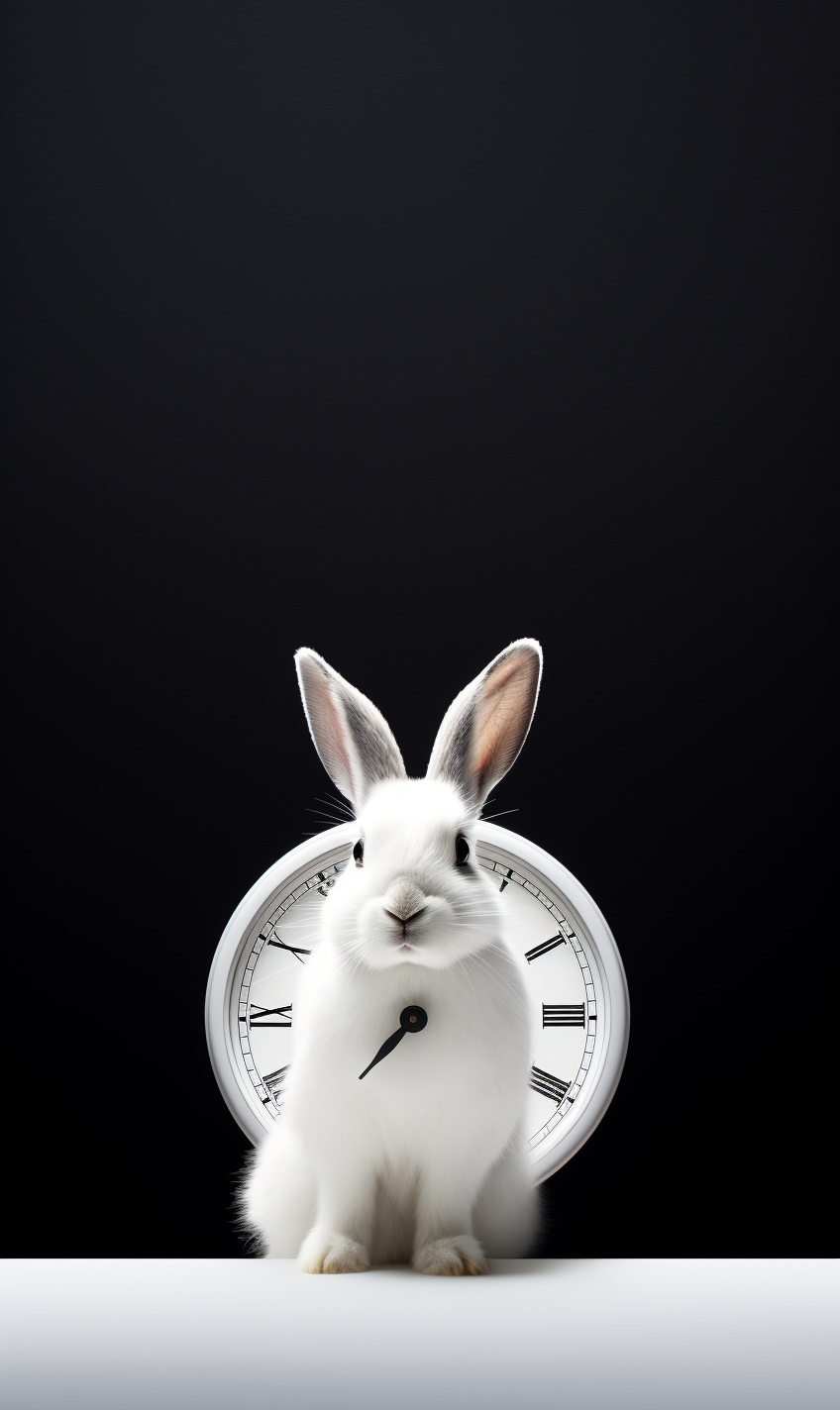 Cute bunny in a minimalistic time setting