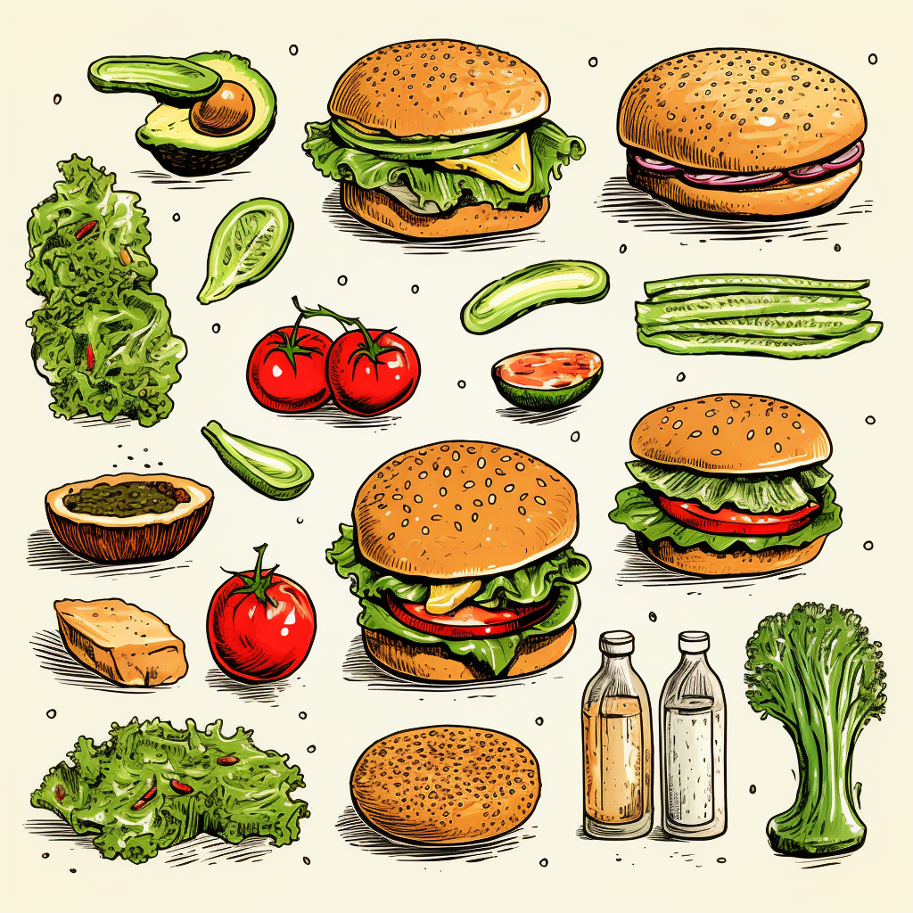 Fresh burger ingredients on a plate