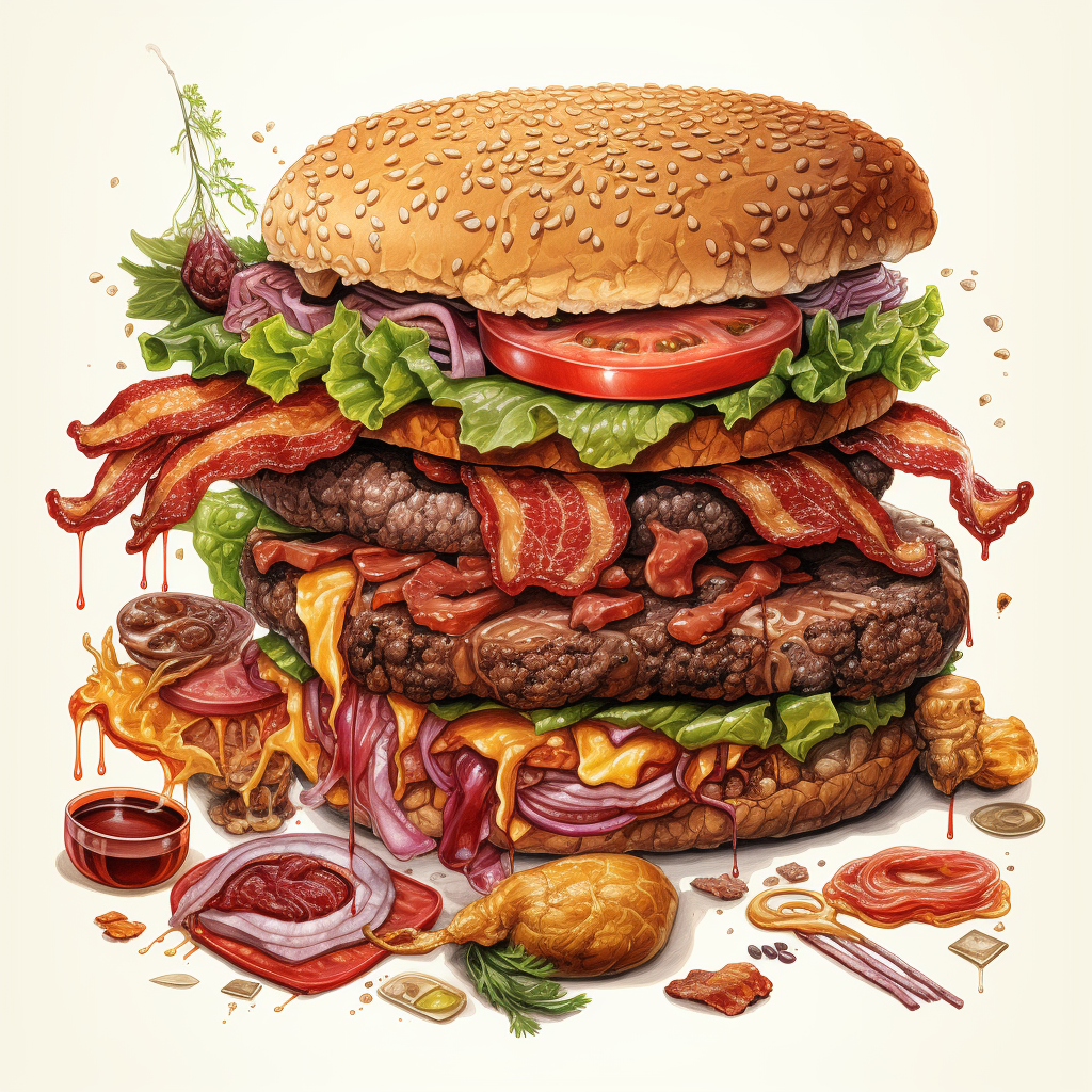 Illustration of Burger Parts