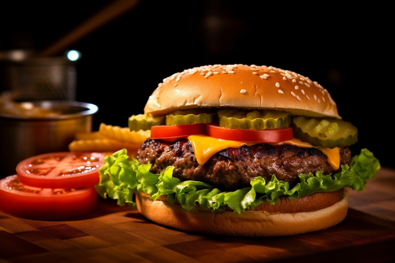 Tempting Gourmet Cheeseburger on Artistic Plate