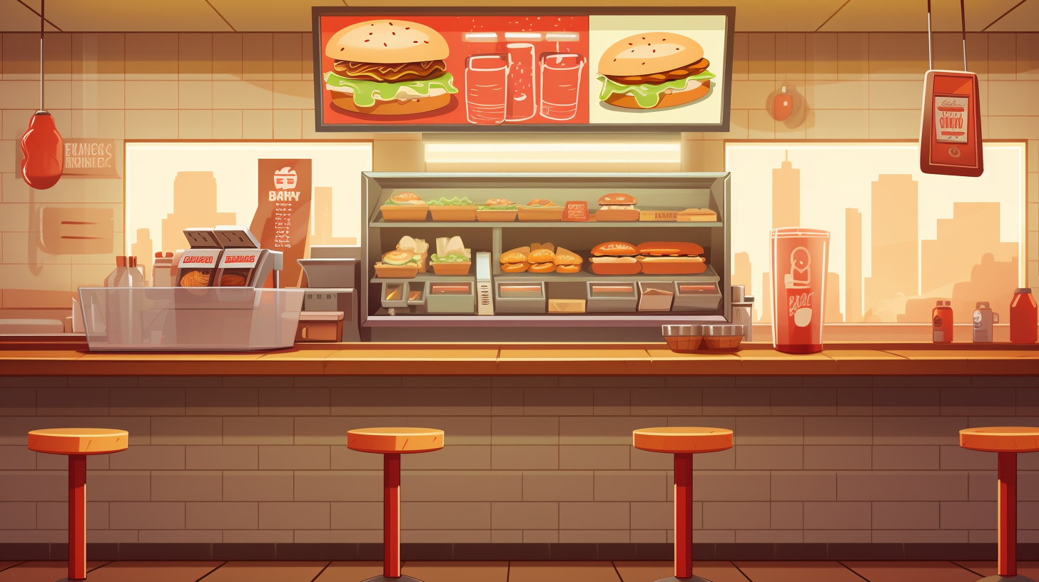 Close-up of Burger Restaurant Counter