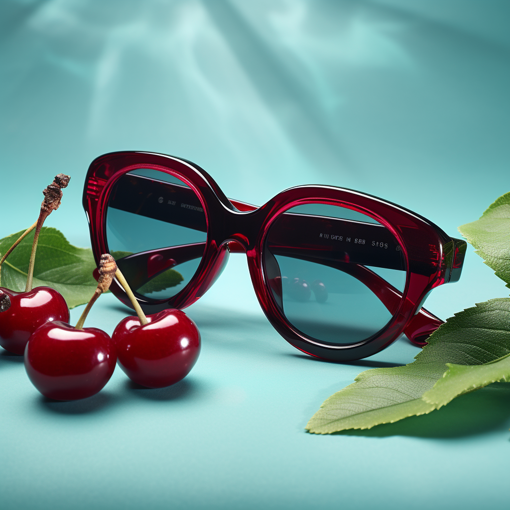 Cherry-shaped burgundy red sunglasses