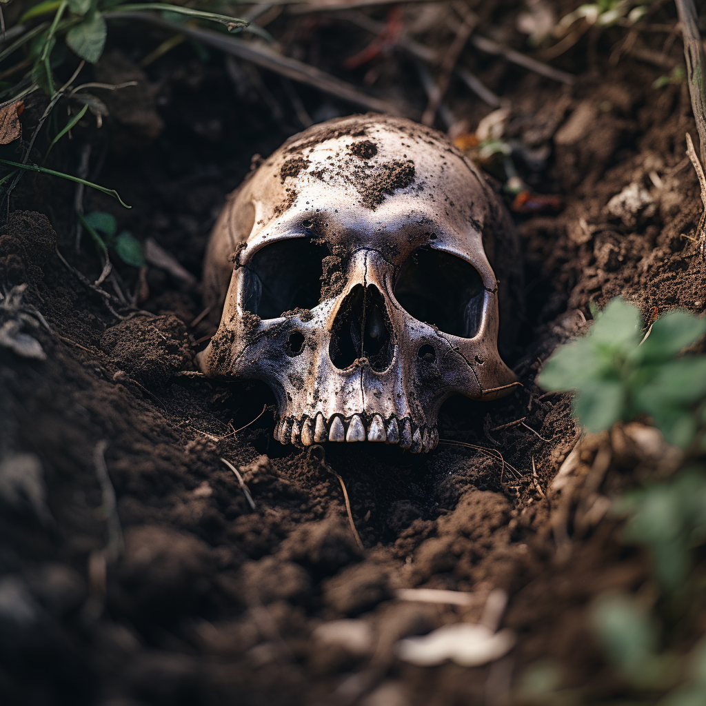 Half Buried Skull in the Ground