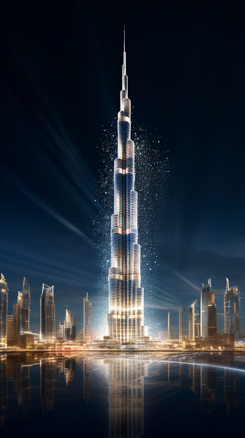 Burj Khalifa illuminated at night