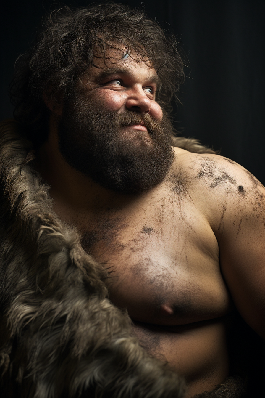 Smirking Burly Man with Hairy Chest