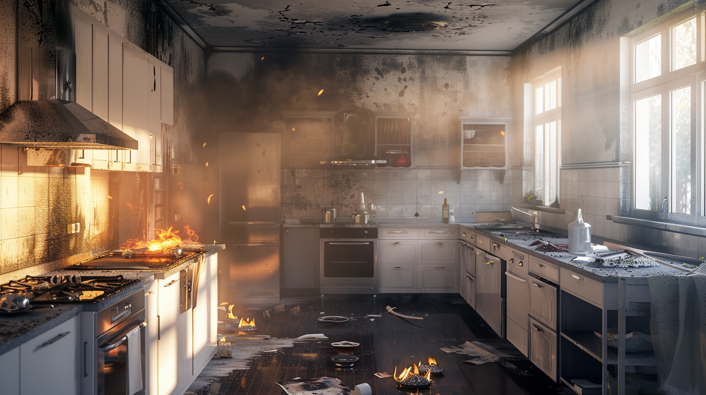 Burnt White Kitchen Stock Photo