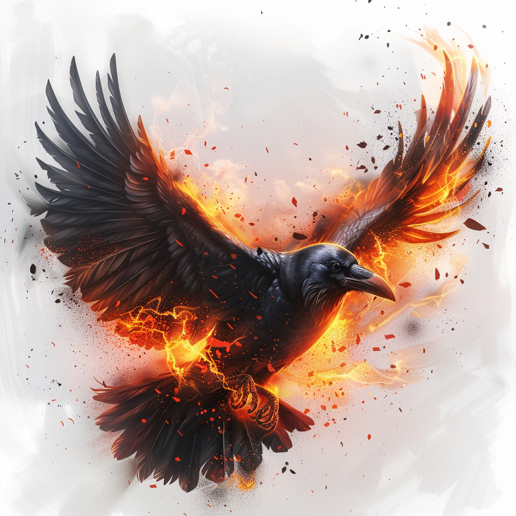 Burning Black Raven Logo Phoenix