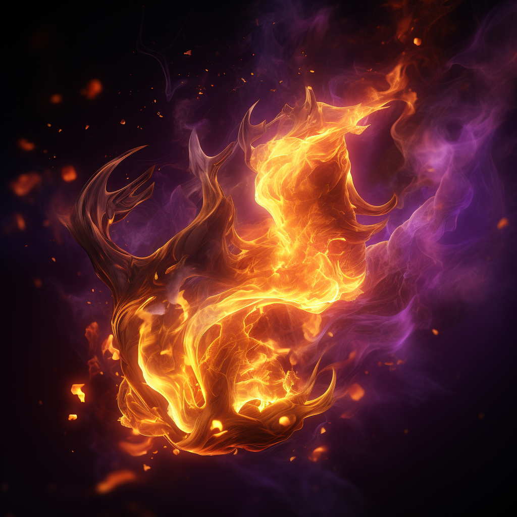 Burning gold purple flame high resolution