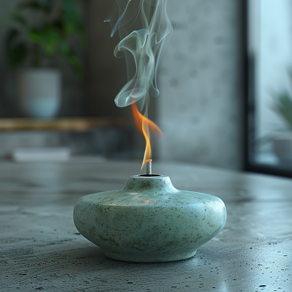 burning green incense stick