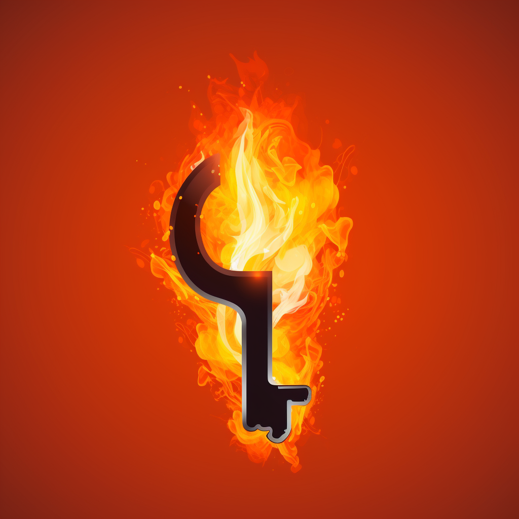 Burning key logo on fire