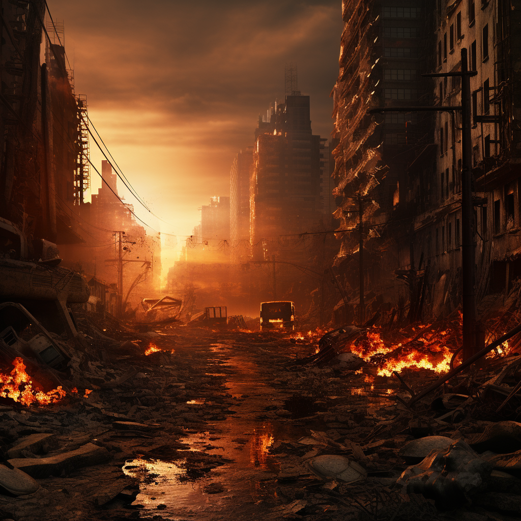 Burning Post Apocalyptic City Photo