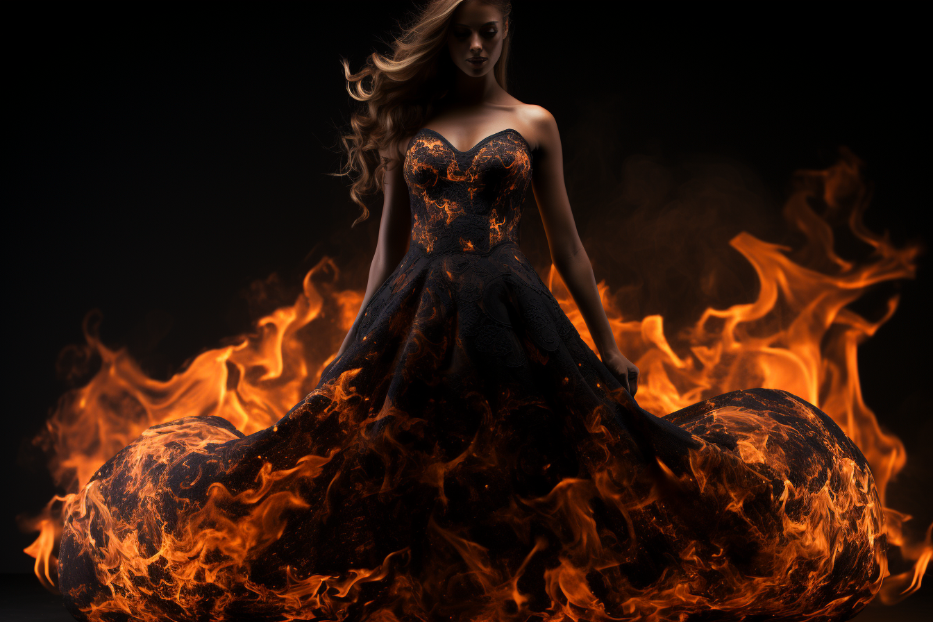 Stunning woman in burning dress