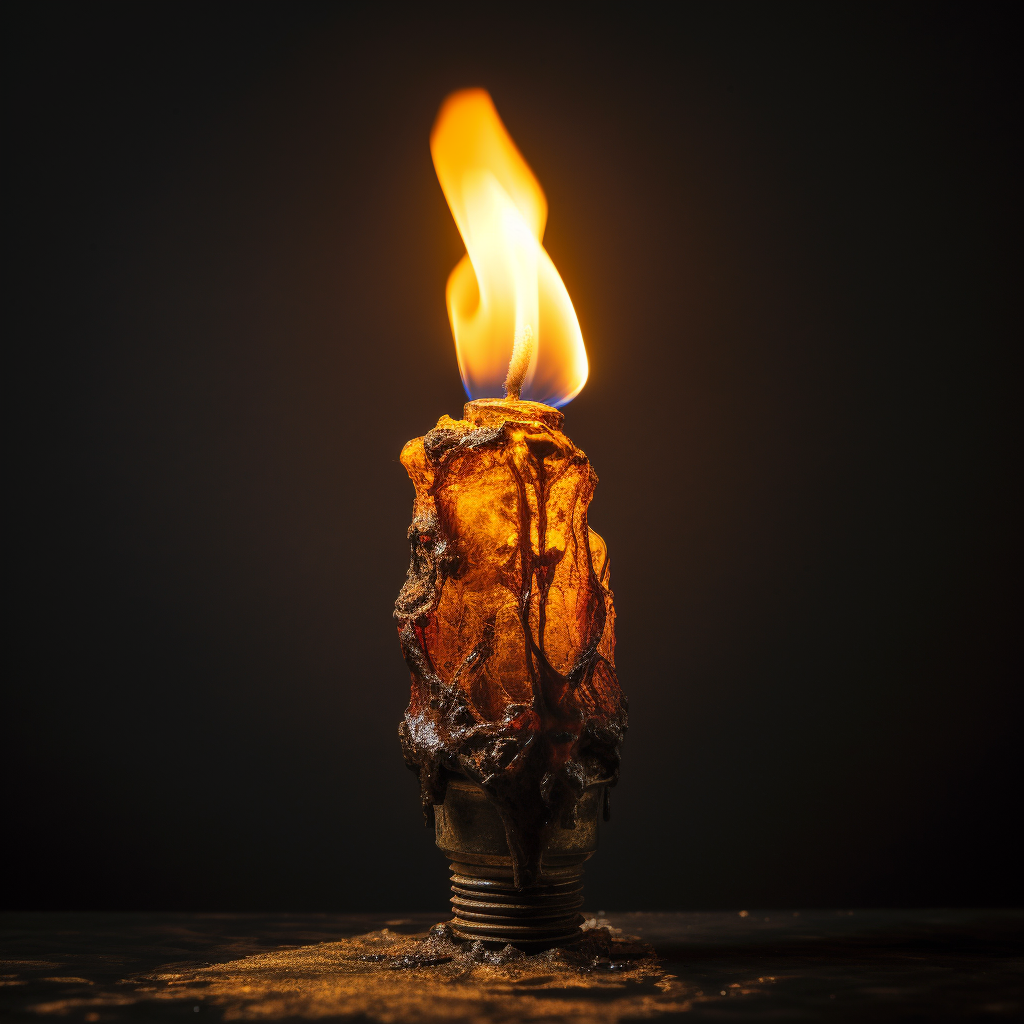 burnt candle and light bulb shining bright