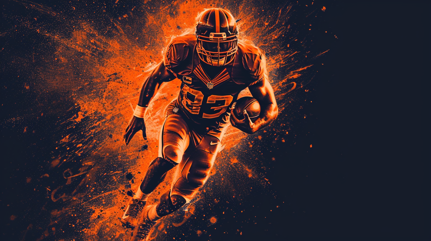 Burnt orange vector logo American football player figure