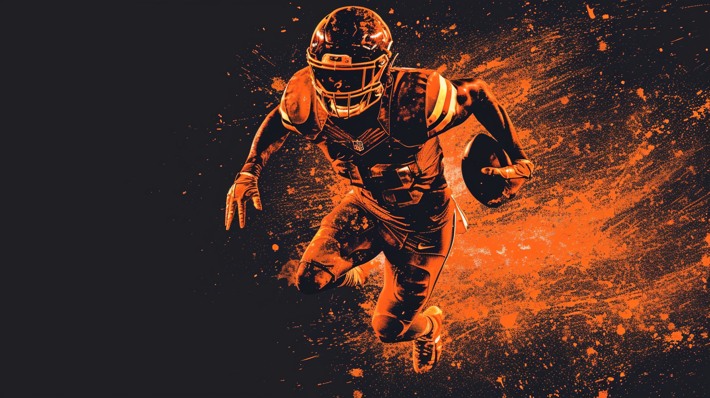 Burnt Orange Vector Logo American Football Player