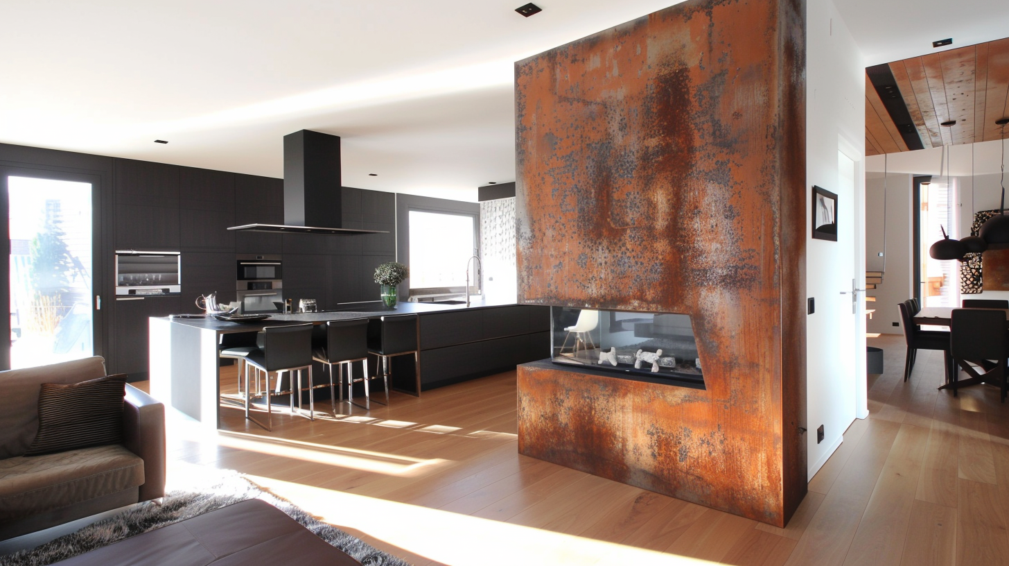 Burnt Walls Inside Modern Home