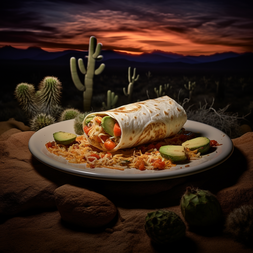 Burrito on Plate Desert Landscape