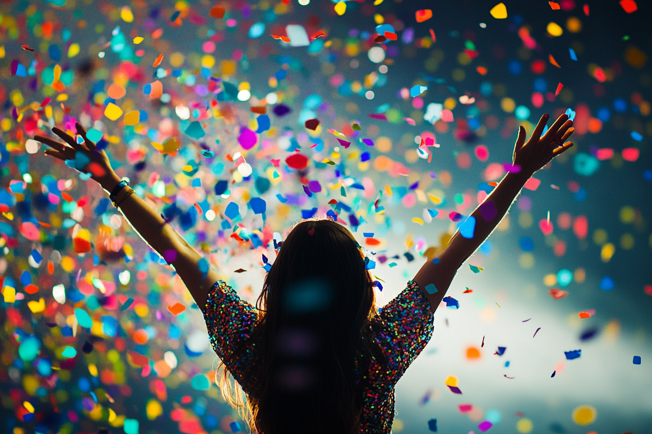 Colorful glittery firework explosion