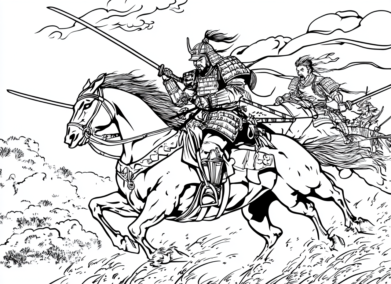 Bushido Samurai Horse Coloring Page