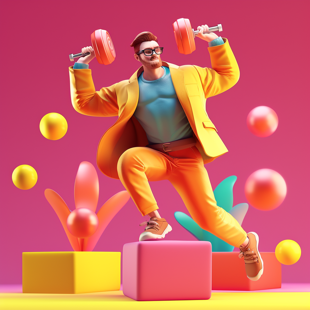 cartoon business analyst fitness 3d