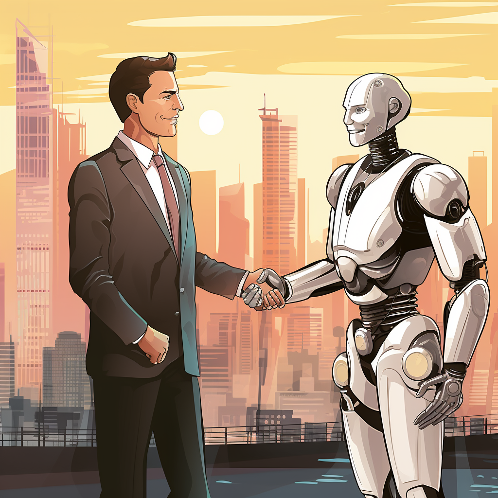 Business Man Handshake Automation Robot White