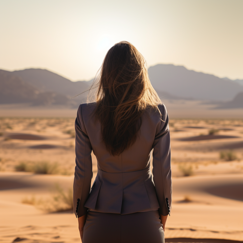 Business woman in desert