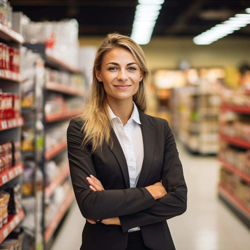 Business woman training staff in pet store