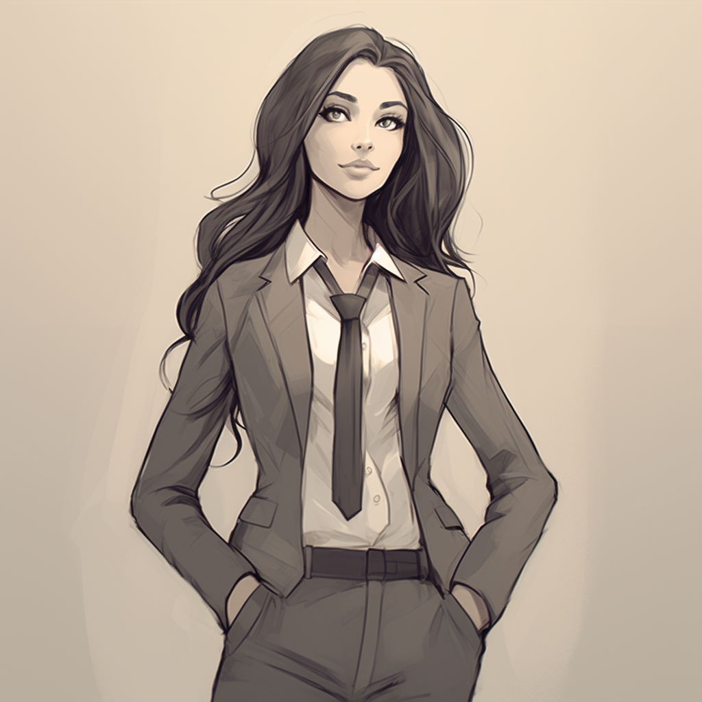 Young woman in a business suit jacket standing tall