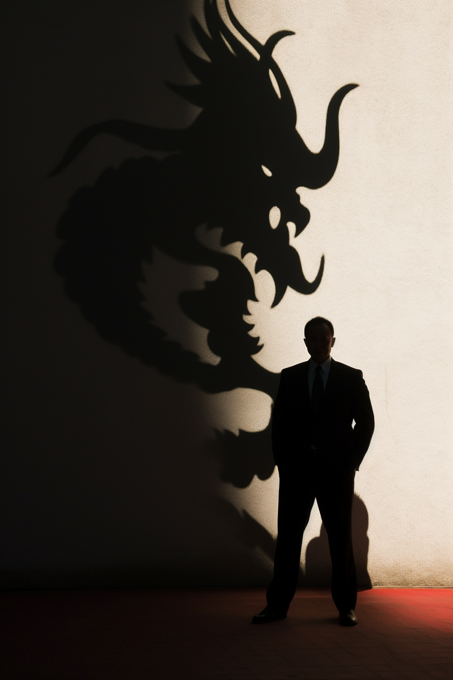 Businessman with Dragon Shadow Silhouette