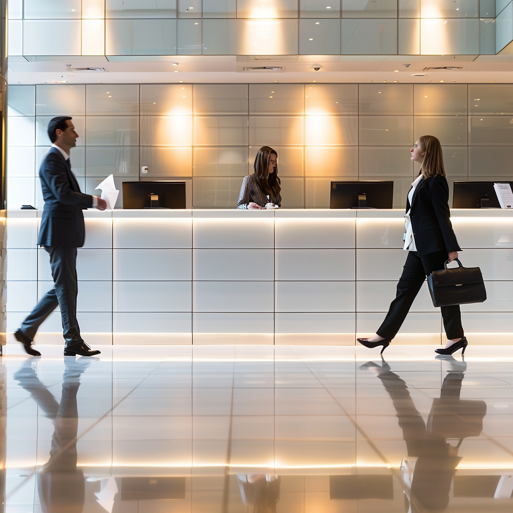 Businessman at Concierge Counter