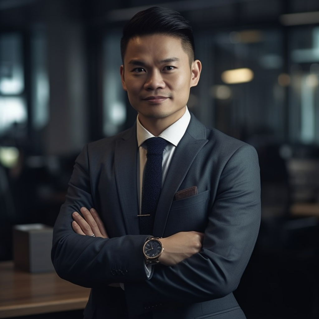 Smiling Asian Businessman in Suit