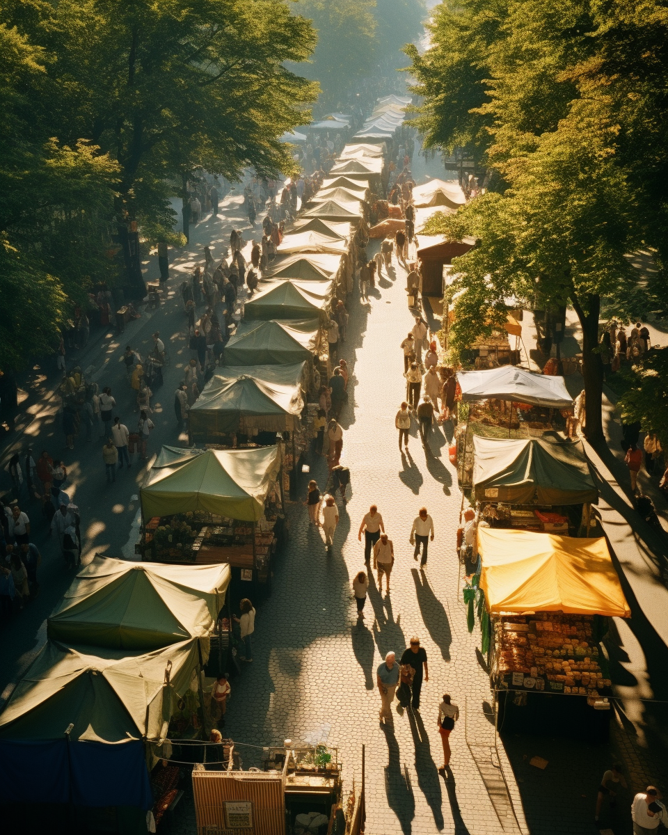 Colorful Eastern European Market Scene