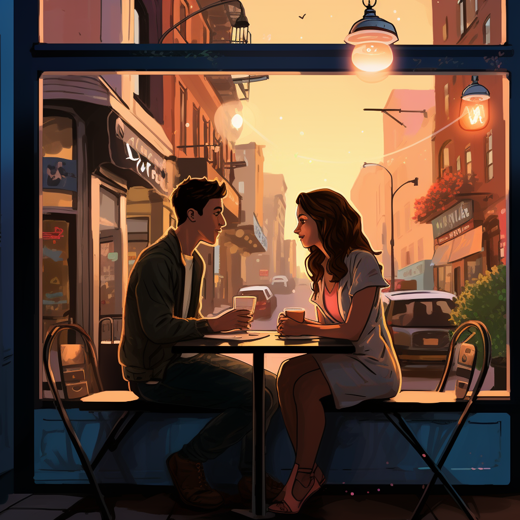 Emotion-filled City Scene with Alex and Mary