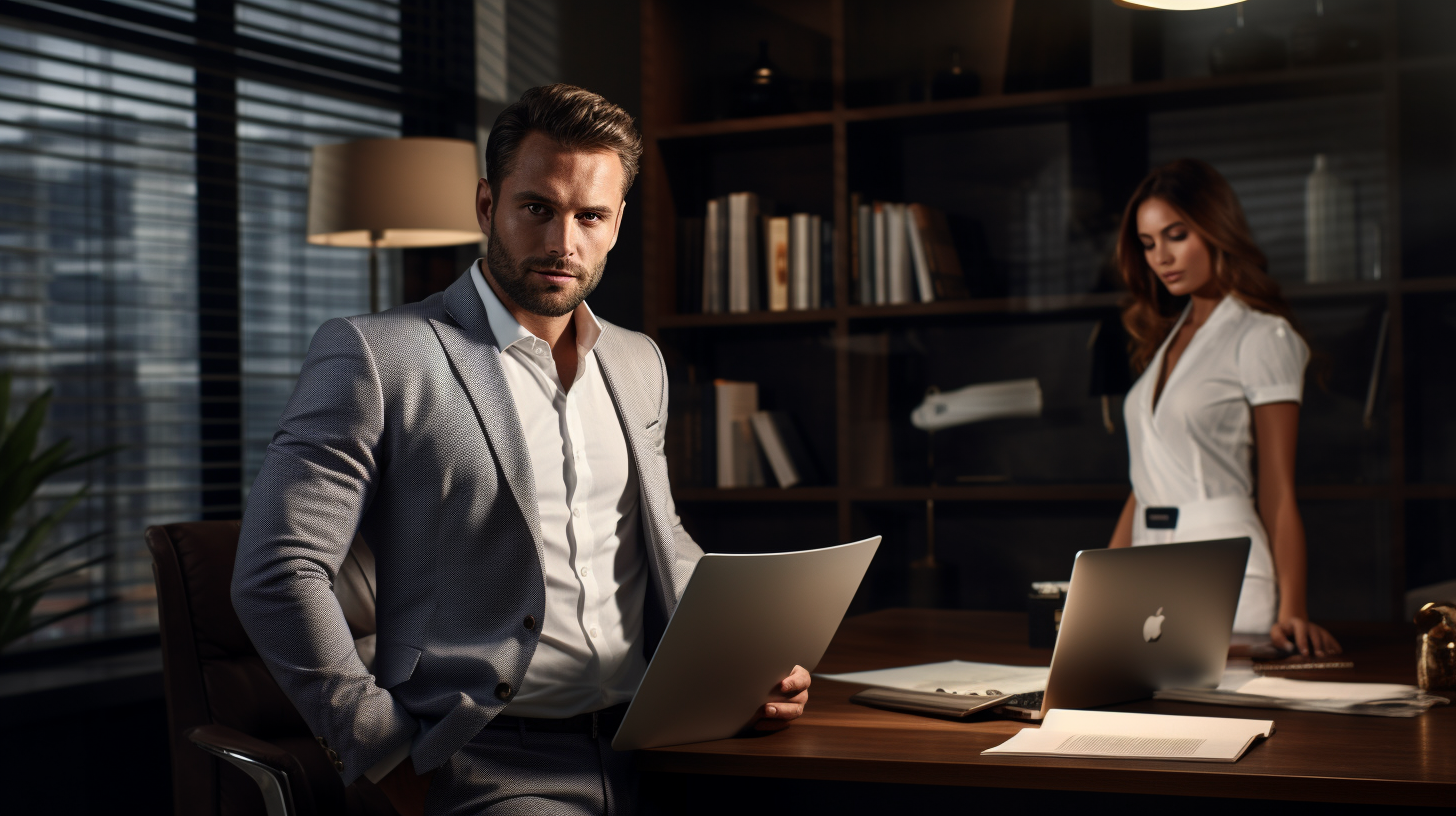 Busy man in modern office