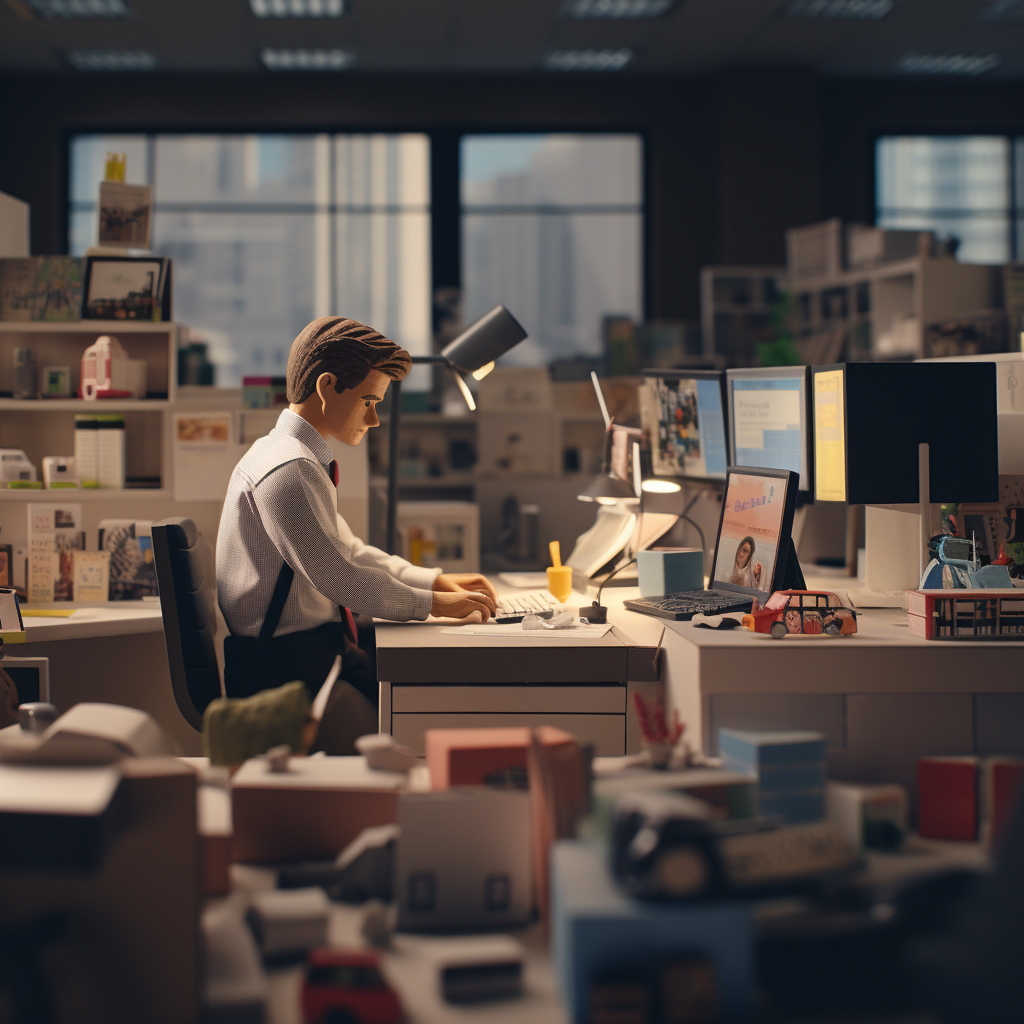 Man working in busy office