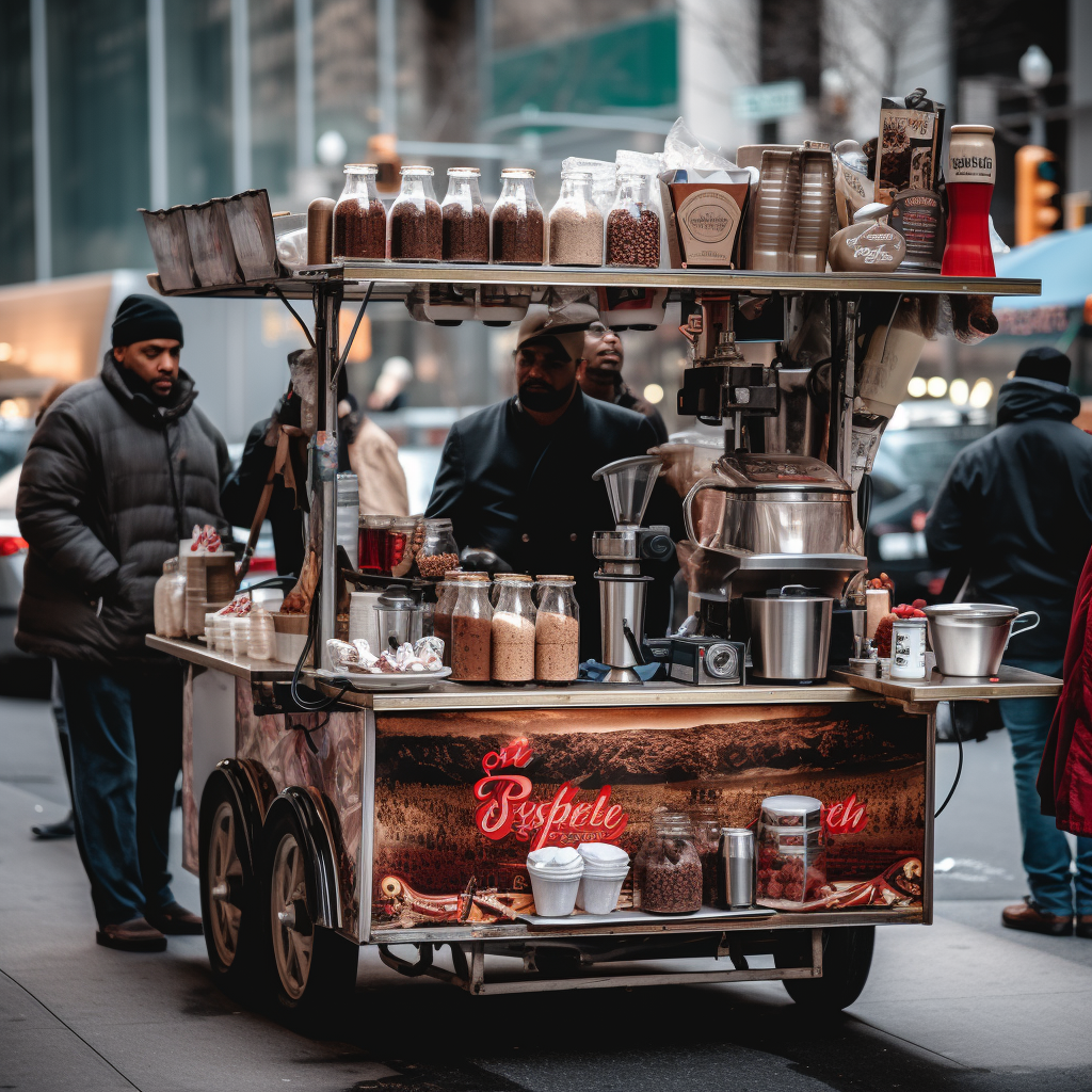 Coffee cart serving hot beverages