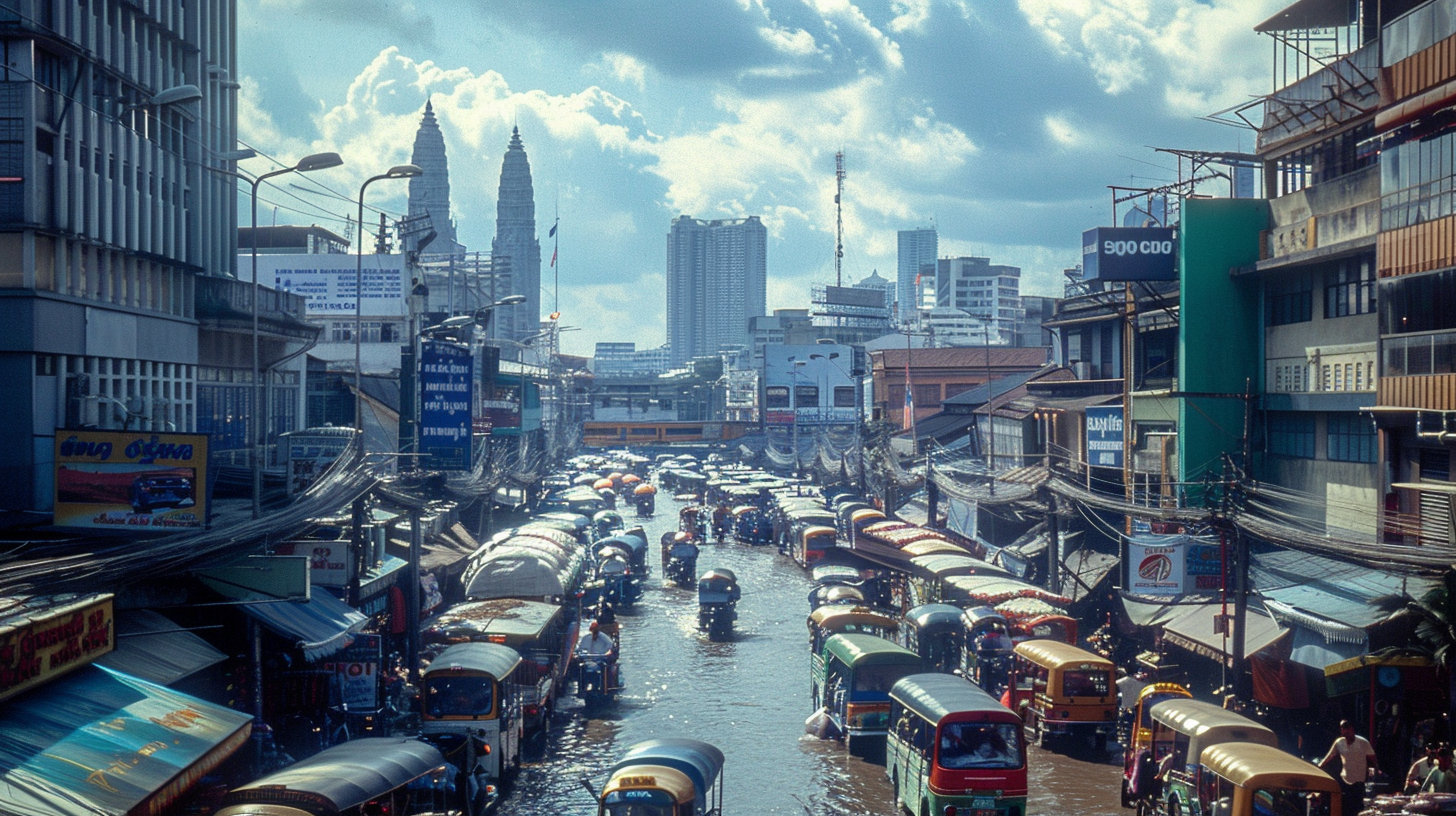 Busy street scene in Bangkok