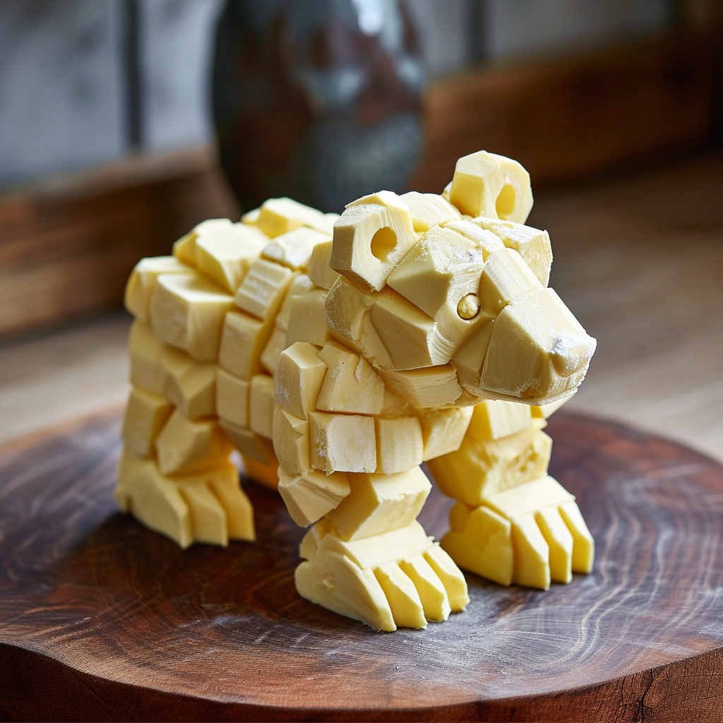 Adorable bear made of butter blocks