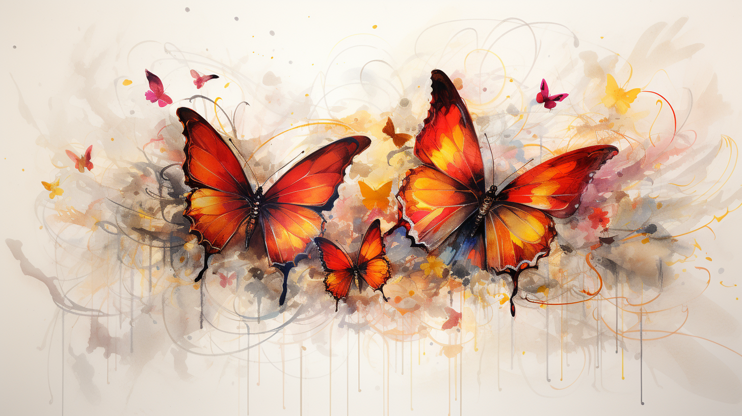 Colorful butterflies with harmonious wings