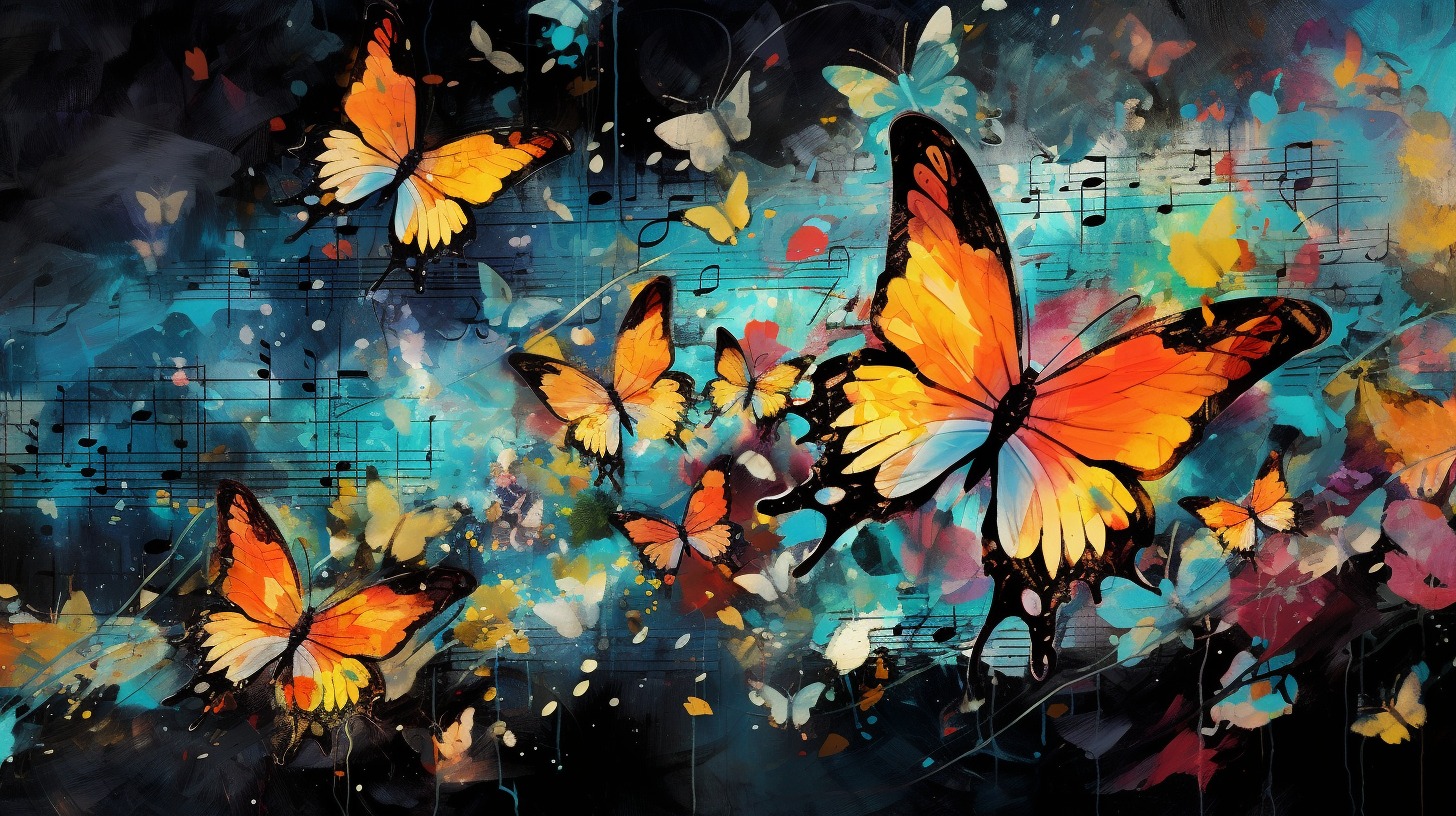 Colorful butterflies with harmonious wings