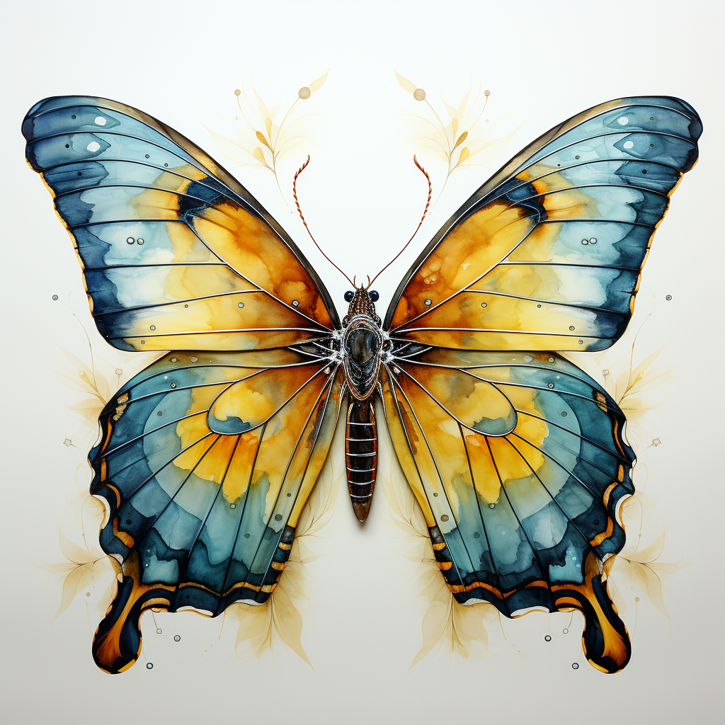 Colorful Watercolor Butterfly on White Background