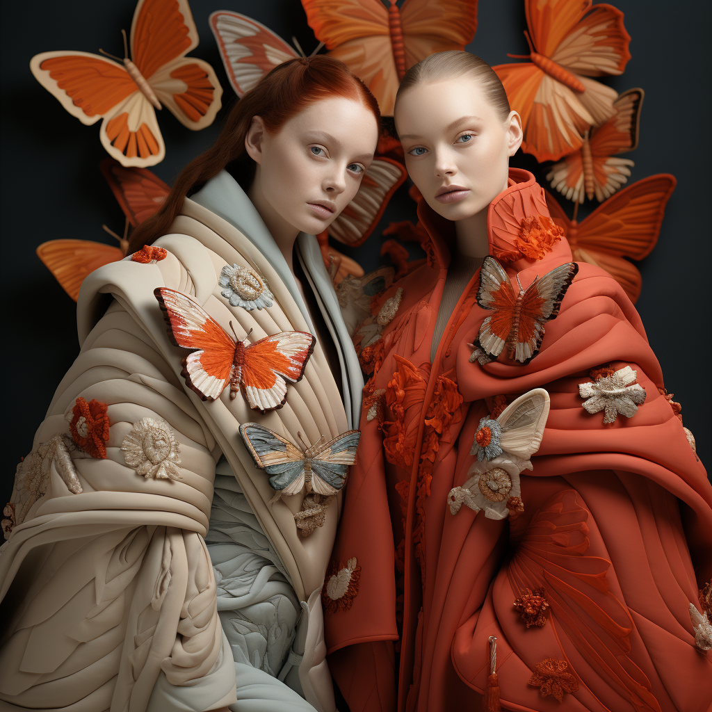 Fashionable women coats with butterfly wings