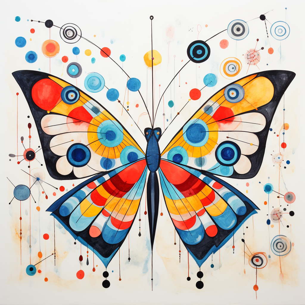 Colorful abstract butterfly with totems