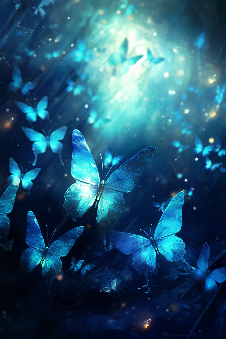 Enchanting butterfly in misty blue fog