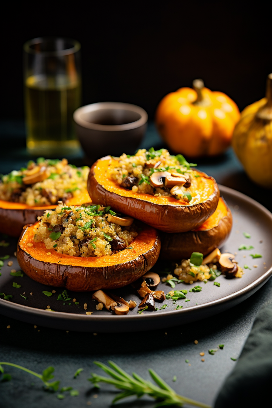 Butternut squash stuffed with mushrooms and quinoa recipe