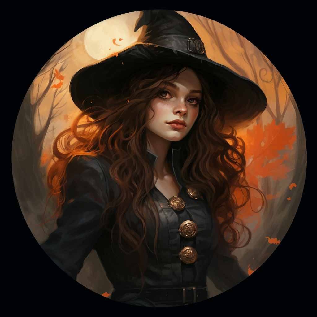 Stylish button witch illustration