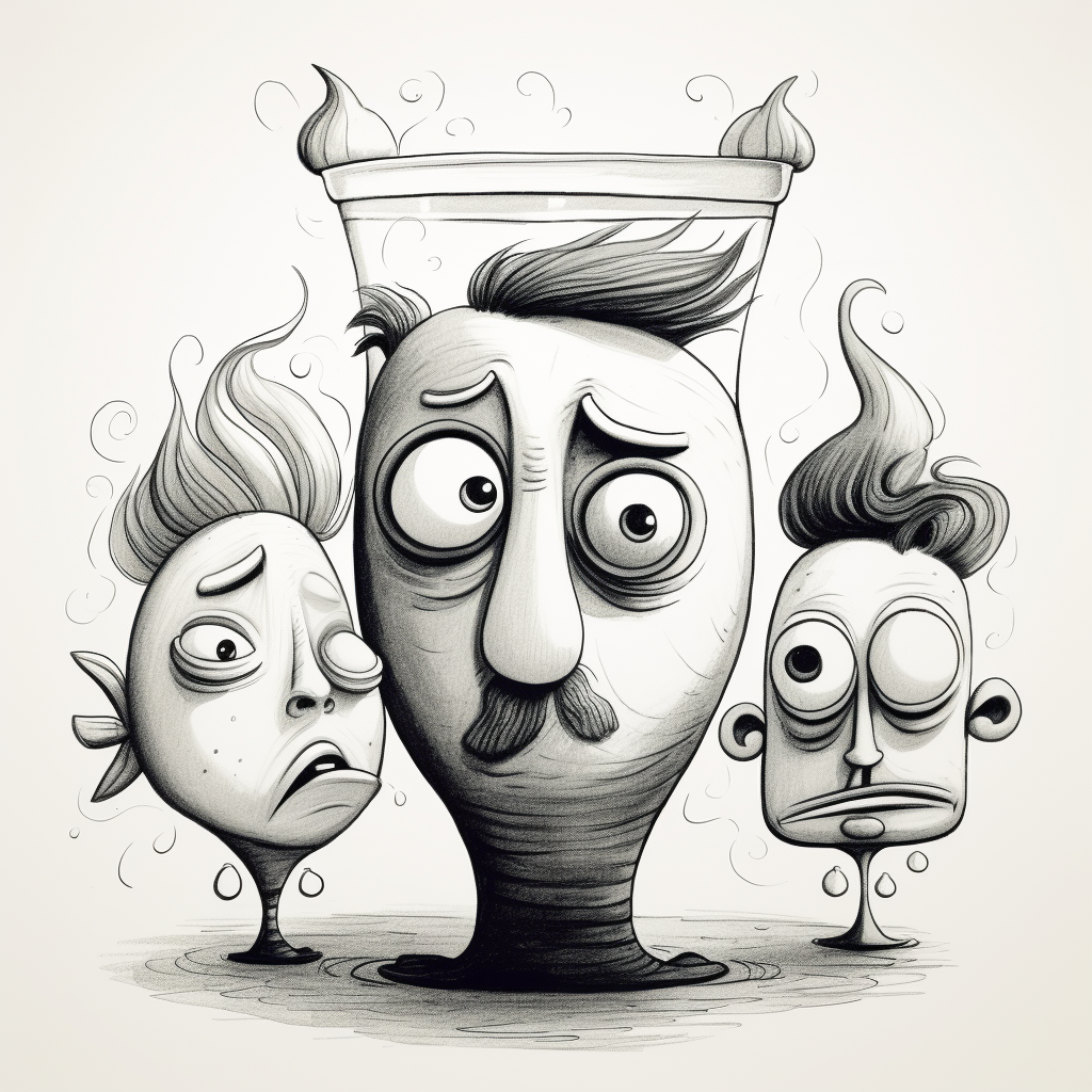 Character Heads with Fish Bowl Illustration