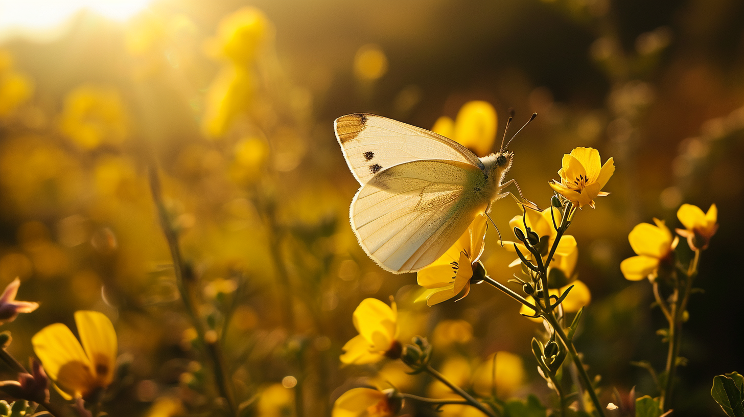 Cabbage Butterfly on Canola Flower